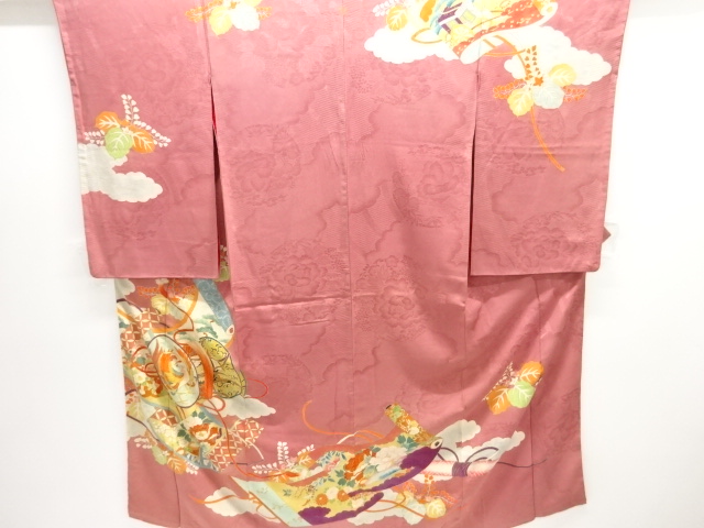 JAPANESE KIMONO / ANTIQUE KIMONO / TAISHO ROMAN STYLE / MON KINSHA / EMBROIDERY / PHOENIX